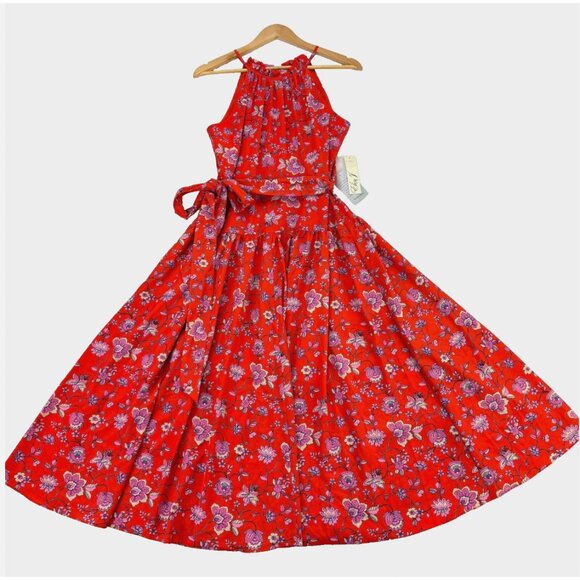 Eliza J Red Floral Midi Dress - Picture 2 of 16